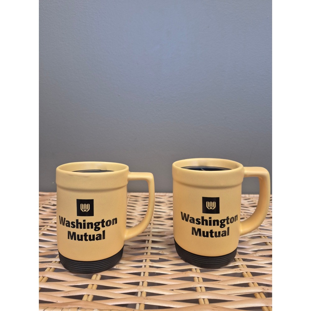 Washington Mutual WaMu NOS Set 2 Travel Mugs Made USA Vintage Bank Advertising